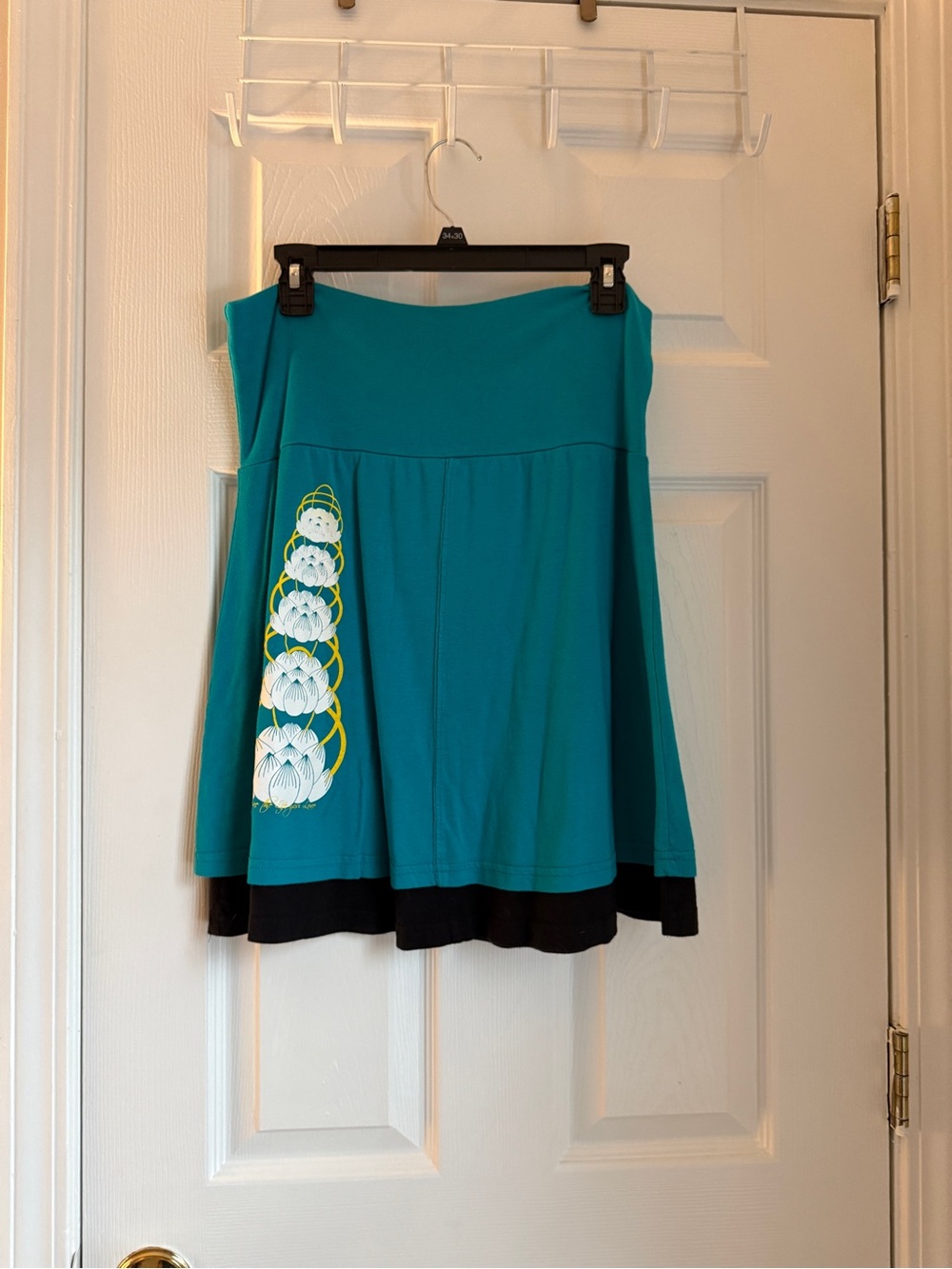 Live the Life You Love Hooked Productions Teal Black Skirt Size L